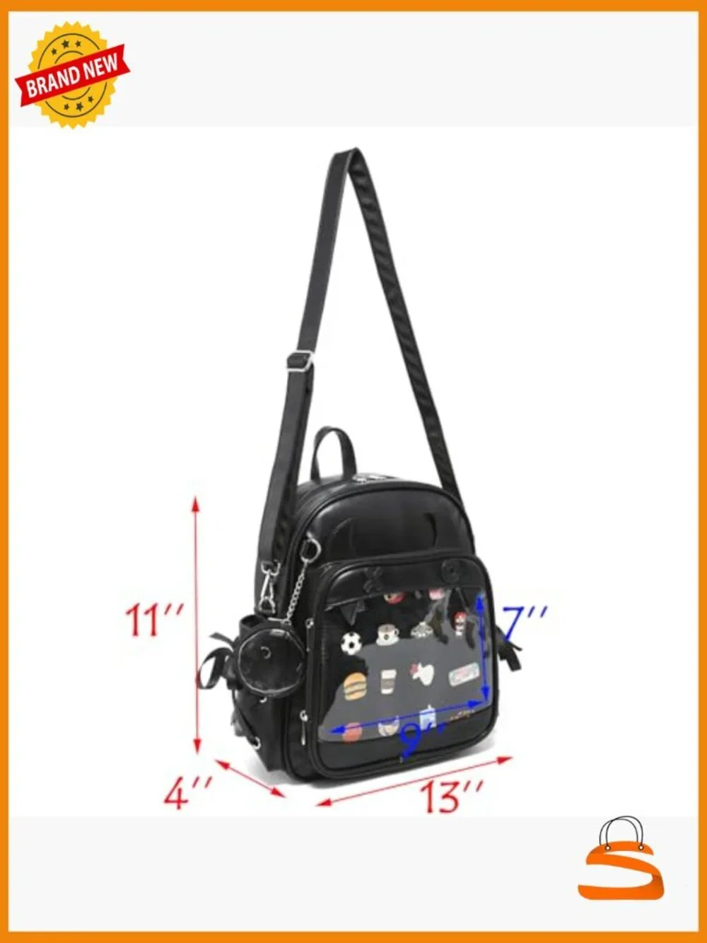 Sling Crossbody Ita Bag Halloween Purse PU Leather Backpack